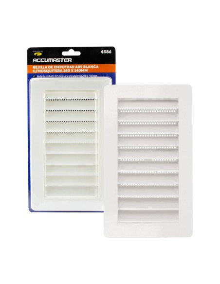 REJILLA DE EMPOTRAR ABS BLANCA C/MOSQUITERA 240X140MM