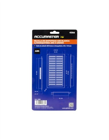 REJILLA DE EMPOTRAR ABS BLANCA C/MOSQUITERA 240X140MM