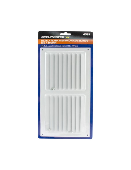 REJILLA PLANA HIERRO LACADO BLANCO - 150 X 300MM