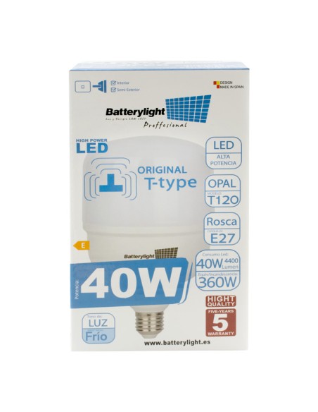 BOMBILLA ALTA POTENCIA TIPO-T 40W - 40W - 3200K