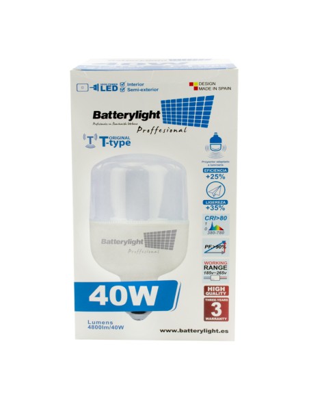BOMBILLA ALTA POTENCIA TIPO-T 40W - 40W - 6500K