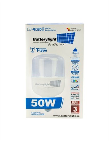 BOMBILLA ALTA POTENCIA TIPO-T 50W - 50W - 3200K