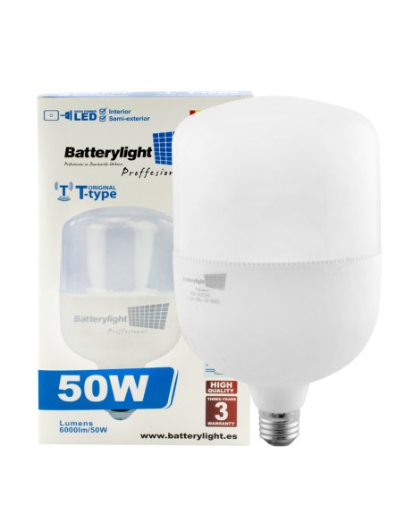 BOMBILLA ALTA POTENCIA TIPO-T 50W - 50W - 6000K