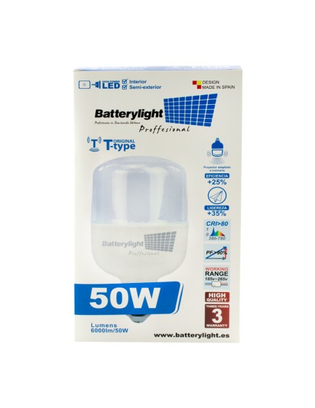 BOMBILLA ALTA POTENCIA TIPO-T 50W - 50W - 6000K