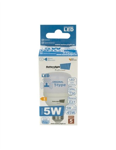 BOMBILLA ALTA POTENCIA TIPO-T 5W - 5W - 6000K LUZ FRÍA