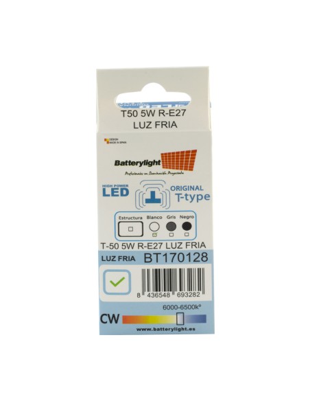 BOMBILLA ALTA POTENCIA TIPO-T 5W - 5W - 6000K LUZ FRÍA