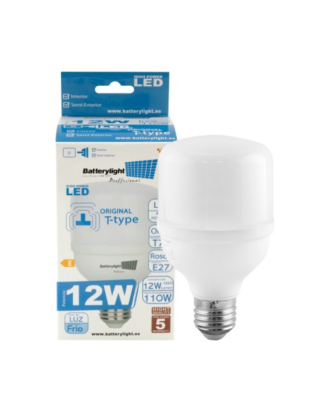 BOMBILLA ALTA POTENCIA TIPO-T 12W - 12W - 2700K LUZ CÁLIDA
