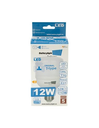 BOMBILLA ALTA POTENCIA TIPO-T 12W - 12W - 2700K LUZ CÁLIDA