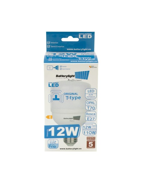 BOMBILLA ALTA POTENCIA TIPO-T 12W - 12W - 2700K LUZ CÁLIDA