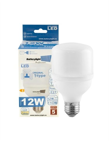 BOMBILLA ALTA POTENCIA TIPO-T 12W - 12W - 2700K LUZ CÁLIDA