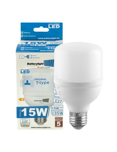 BOMBILLA ALTA POTENCIA TIPO-T 15W - 15W 3200K LUZ CÁLIDA