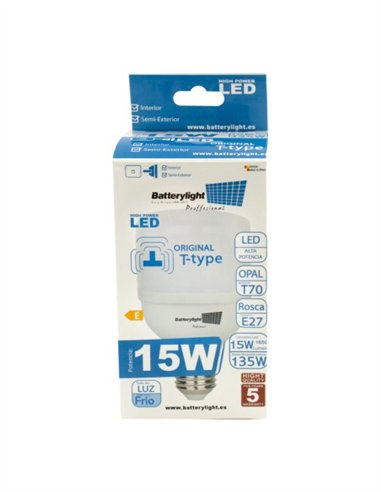 BOMBILLA ALTA POTENCIA TIPO-T 15W - 15W 3200K LUZ CÁLIDA