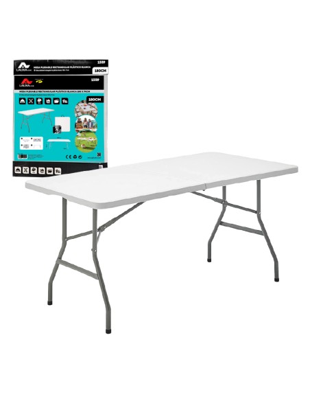 MESA PLEGABLE RECTANGULAR PLASTICO BLANCA LAUXA HOME