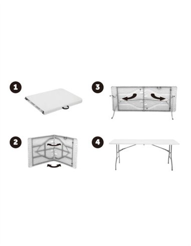 MESA PLEGABLE RECTANGULAR PLASTICO BLANCA LAUXA HOME