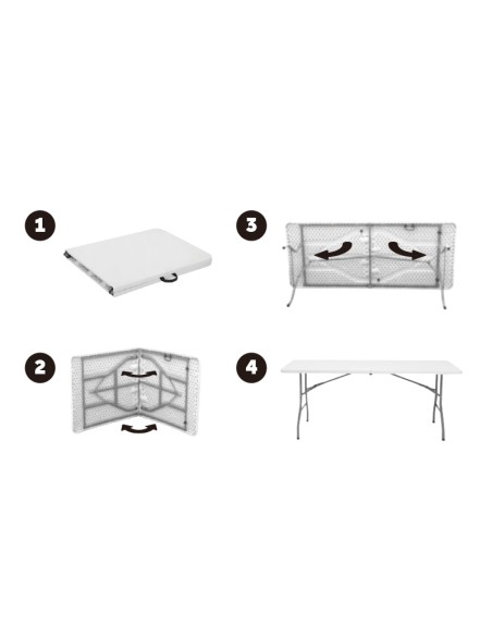 MESA PLEGABLE RECTANGULAR PLASTICO BLANCA LAUXA HOME