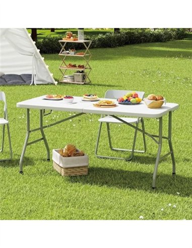 MESA PLEGABLE RECTANGULAR PLASTICO BLANCA LAUXA HOME
