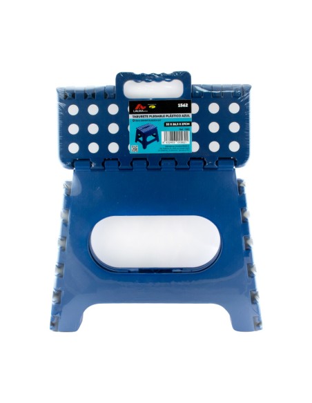 TABURETE PLEGABLE PLASTICO AZUL LAUXA HOME