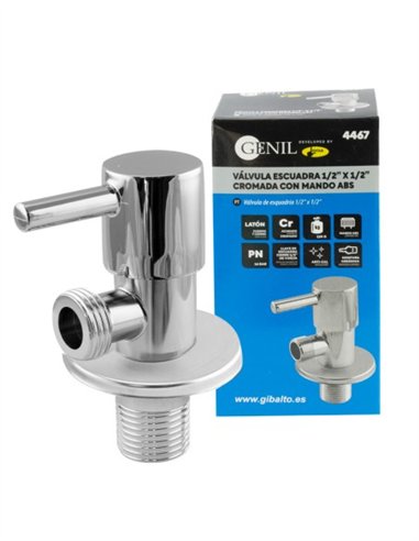VALVULA ESCUADRA CROMO MANDO ABS - 1/2" - 1/2"
