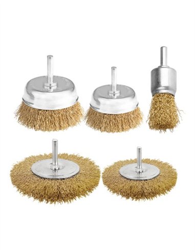JUEGO 5 PZS CEPILLOS DE ALAMBRE CON VÁSTAGO WADFOW