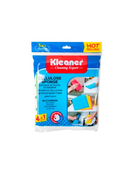 PAÑO CELULOSA 18X20CM (PACK 5 UND) KLEANER