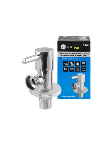 VALVULA ESCUADRA CROMO MANDO ABS - 1/2" - 3/4"