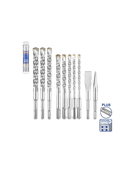 JUEGO 10 PIEZAS BROCAS Y CINCELES PARA MARTILLO WADFOW