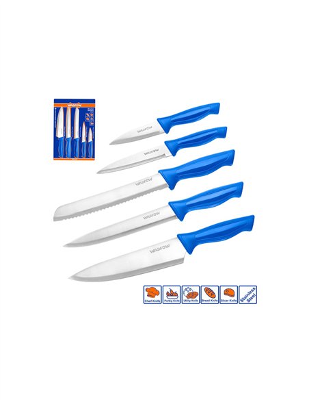 JUEGO 5 CUCHILLOS DE COCINA  ACERO INOX. WADFOW