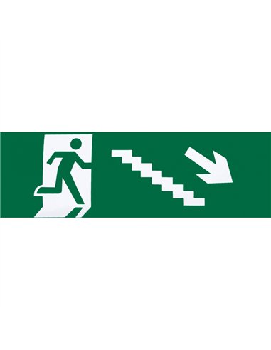 Adhesivo Salida Emergencia Escalera Derecha   Bajada 6,5x20x0,01 Cm