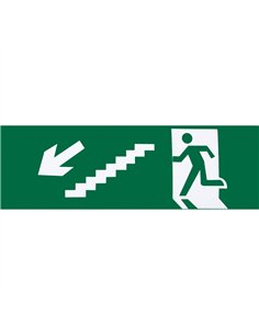 Adhesivo Salida  Emergencia Escalera Izquierda   Bajada 6,5x20 Cm