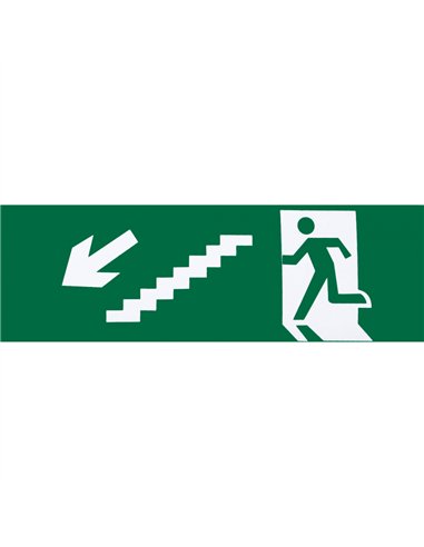Adhesivo Salida  Emergencia Escalera Izquierda   Bajada 6,5x20 Cm