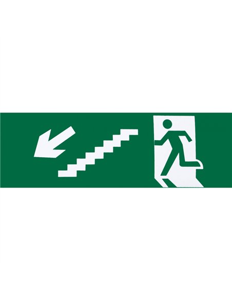 Adhesivo Salida  Emergencia Escalera Izquierda   Bajada 6,5x20 Cm