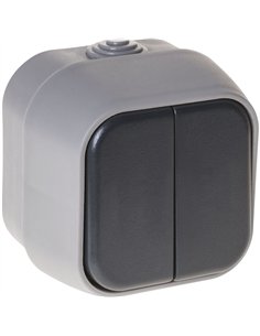 Comutador Doble  Bert Ip54 Gris 7x7x5 Cm