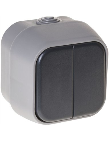 Comutador Doble  Bert Ip54 Gris 7x7x5 Cm