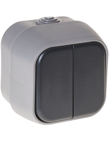 Comutador Doble  Bert Ip54 Gris 7x7x5 Cm