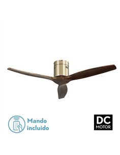Ventilador Dc Aguilon Cuero 3 Aspas Roble 6 Velocidades Sin Luz Remoto Y Temporiz.132d