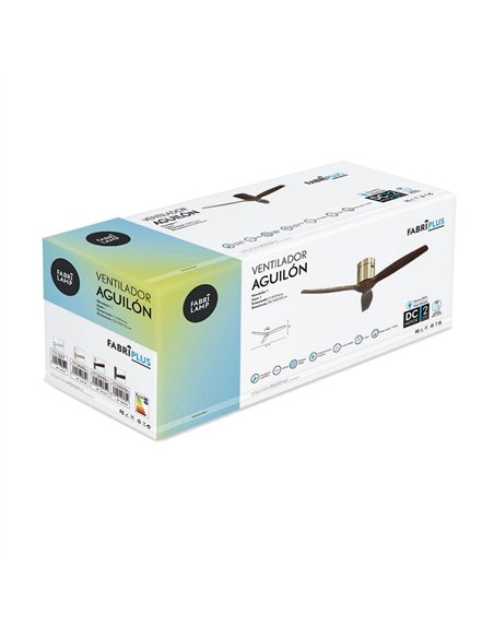 Ventilador Dc Aguilon Cuero 3 Aspas Roble 6 Velocidades Sin Luz Remoto Y Temporiz.132d