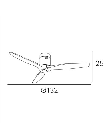 Ventilador Dc Aguilon Cuero 3 Aspas Roble 6 Velocidades Sin Luz Remoto Y Temporiz.132d