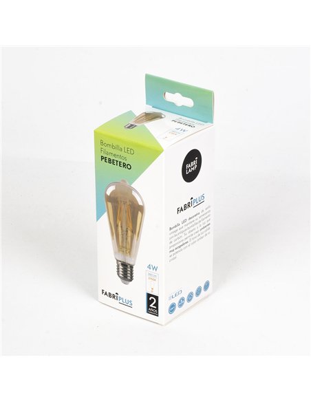 Bombilla Filamento Pebetero 14x6,5d 4w 380lm E27  Ambar 2700k