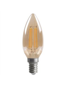Bombilla Filamento Vela 10x3,5d 4w Regulable E14  330lm Ambar 2700k 2