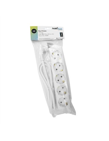 Base Multiple 5 Enchufes Cable 3m 3gx1,5mm Cobre 3500w Max