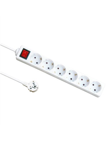 Base Multiple 6 Enchufes E Interruptor Cable 1,5m 3gx1,5mm De Cobre 3500w Max