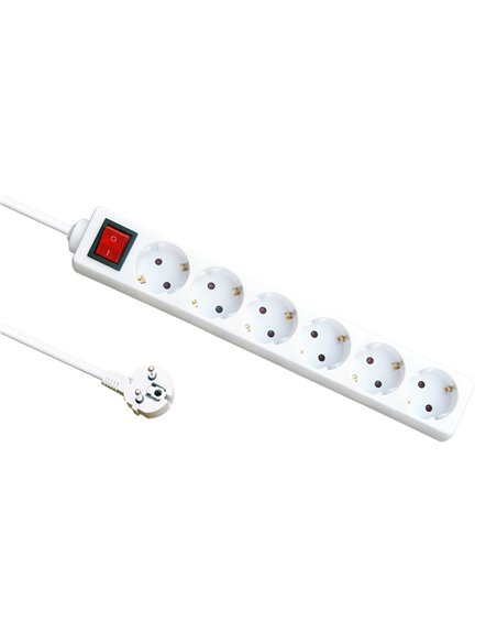 Base Multiple 6 Enchufes E Interruptor Cable 1,5m 3gx1,5mm De Cobre 3500w Max