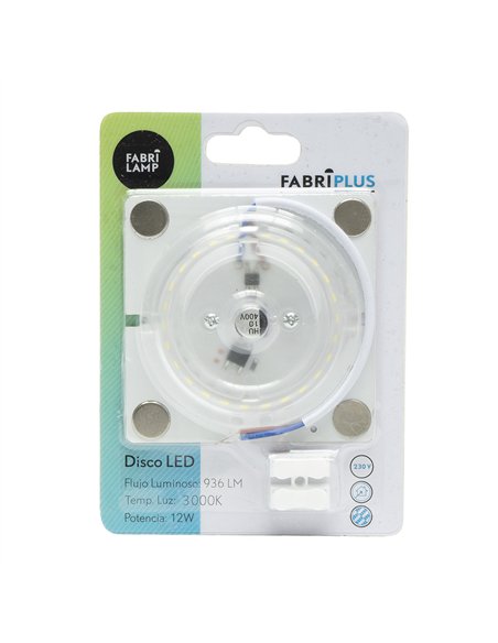 Disco Led 12w 3000k Placa Cuadrado blanco 8x8x1 Cm 936lm Magnetico