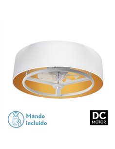 Ventilador Dc Anuska 60w Blanco/oro 8 Aspas 6 Veloc. 70d 5100lm 3col Remoto,memoria,reg.Intensidad,temporizador