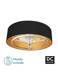 Ventilador Dc Anuska 60w Negro/oro-oro 70d 8 Aspas 6 Veloc. 5100lm 3 Colores Remoto,memoria,Reg.Intensidad,temporizador
