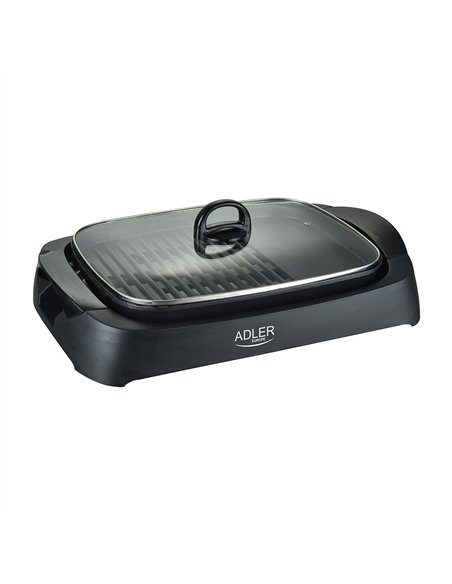 Grill Parrilla Electrica 3000w Reg.temperatura,antiadherente C/tapa De Vidrio Y Espatula 12x51x32 Cm