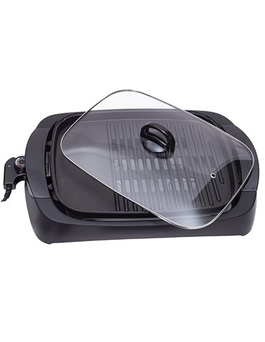 Grill Parrilla Electrica 3000w Reg.temperatura,antiadherente C/tapa De Vidrio Y Espatula 12x51x32 Cm