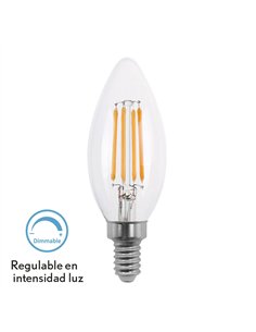 Bombilla Filamento Vela Clara 4w Regulable E14 10x3,5d 400lm 2700k