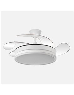 Ventilador Dc Bayomo Blanco 59w 6980lm 91d 4asp.desplegables 3000-4000-6000k Remoto, Regulable Intensidad, Temporizador, Memoria