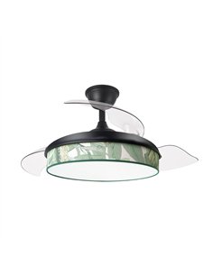 Ventilador Dc Moda 72w Negro/hoja Verde 108d 3aspas 7200lm 3000k,4000k,6000k Remoto+memoria+temporizador 2